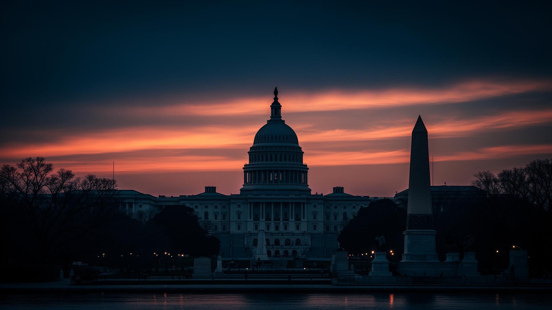 The US Capitol at dusk in Washington, DC